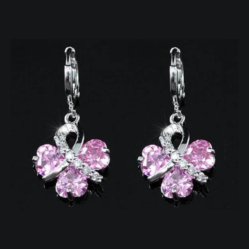 Boucles D Oreilles En Cristal Rose