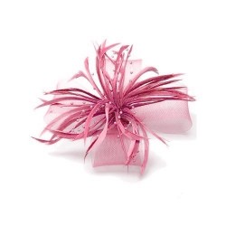 Chapeau mariage Accessoire cheveux plumes perles rose