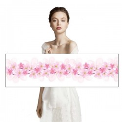 Foulard Etole en soie motif fleurs roses