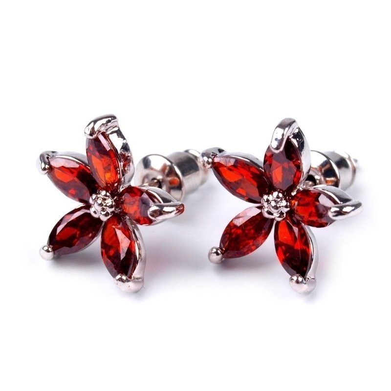 Boucles d oreilles fleurs rouge